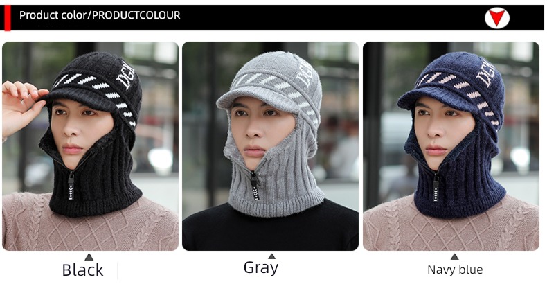 male Plush thickening Korean version Cold proof Neck protection one Hat