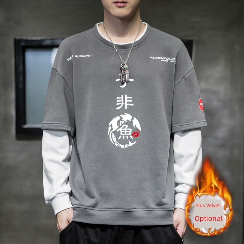 Spring and Autumn Fake two trend Thin money Round neck Sweater