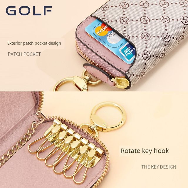 GOLF钥匙包女小巧迷你卡包车钥匙通用钥匙扣老花多功能锁匙包收纳