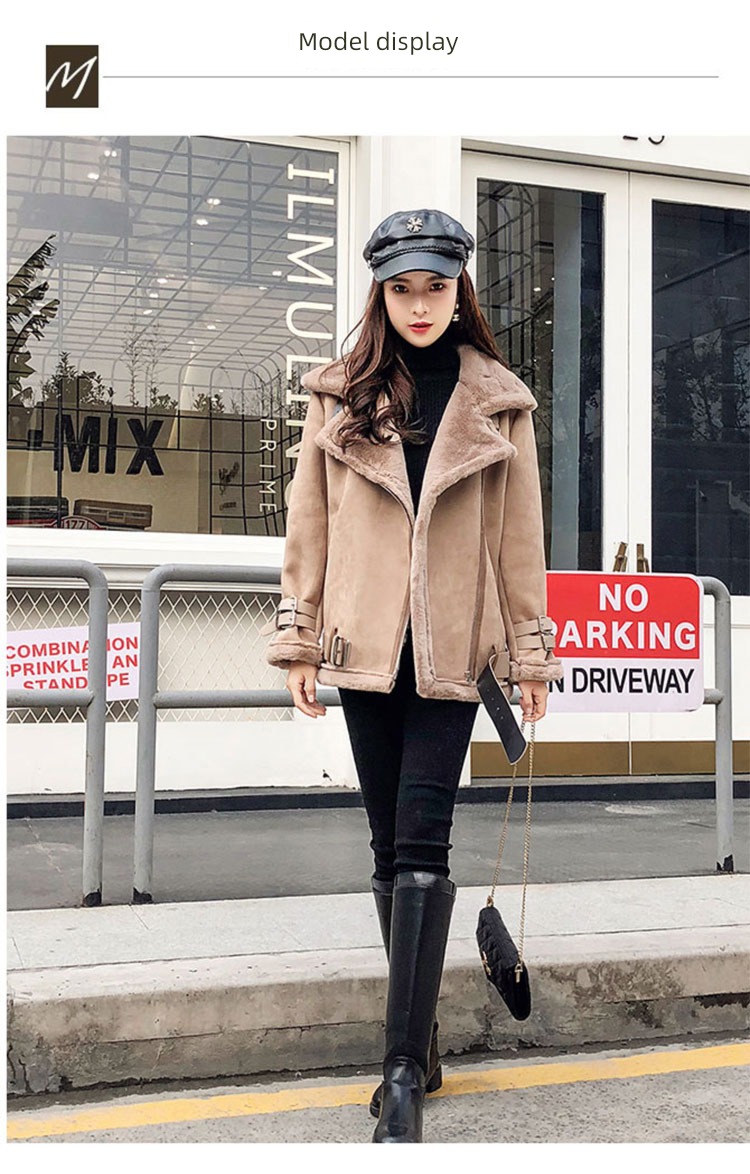 loose coat female thickening Versatile have cash less than that is registered in the accounts Locomotive clothes Suede