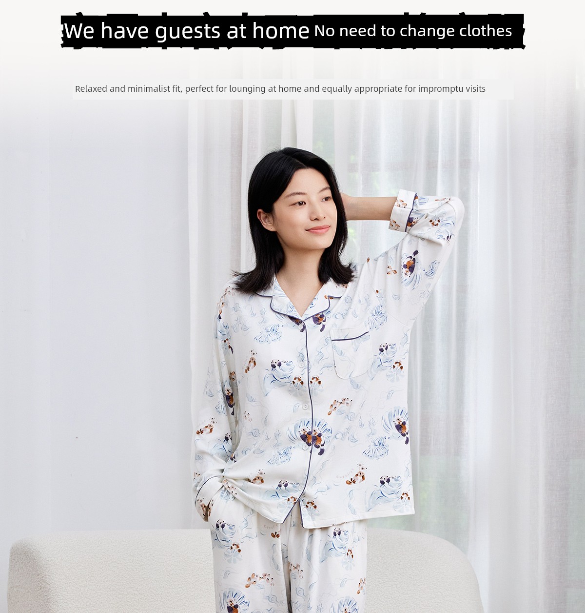 Cutelife Women's Bamboo Cotton Pajamas Suit Confinement Clothing — 22