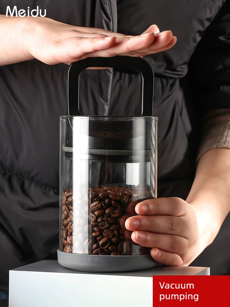美杜 抽真空咖啡罐咖啡豆保存罐咖啡粉密封罐收納儲物罐儲存罐玻璃罐子