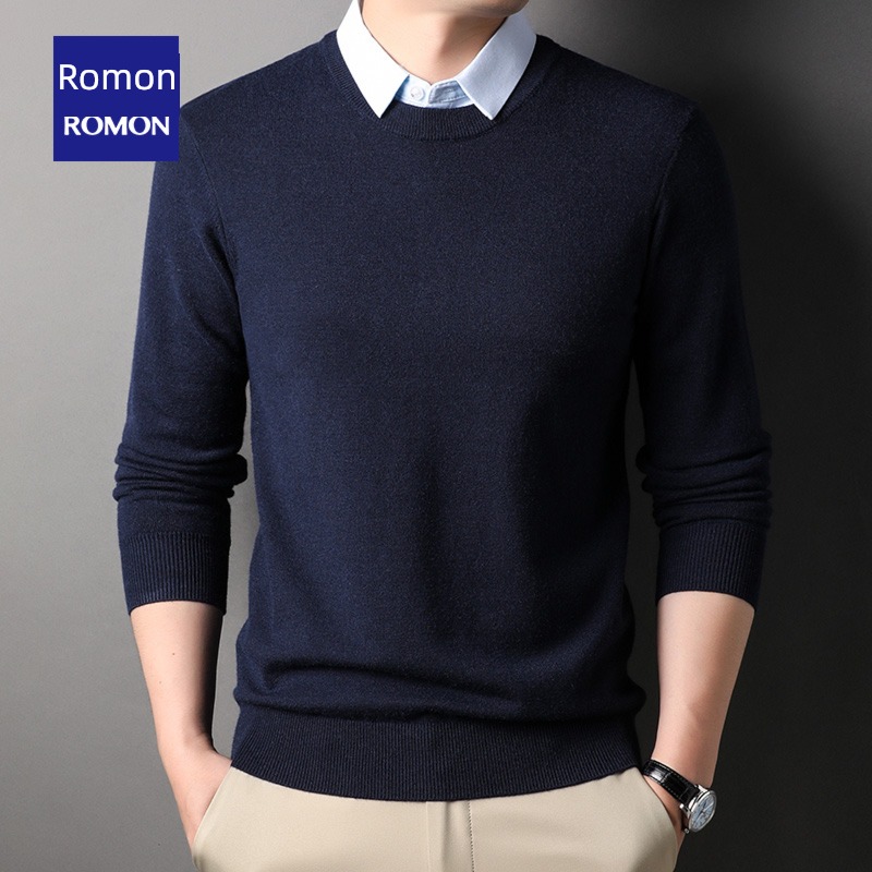 Romon Shirt collar sweater Fashion and leisure Fake two