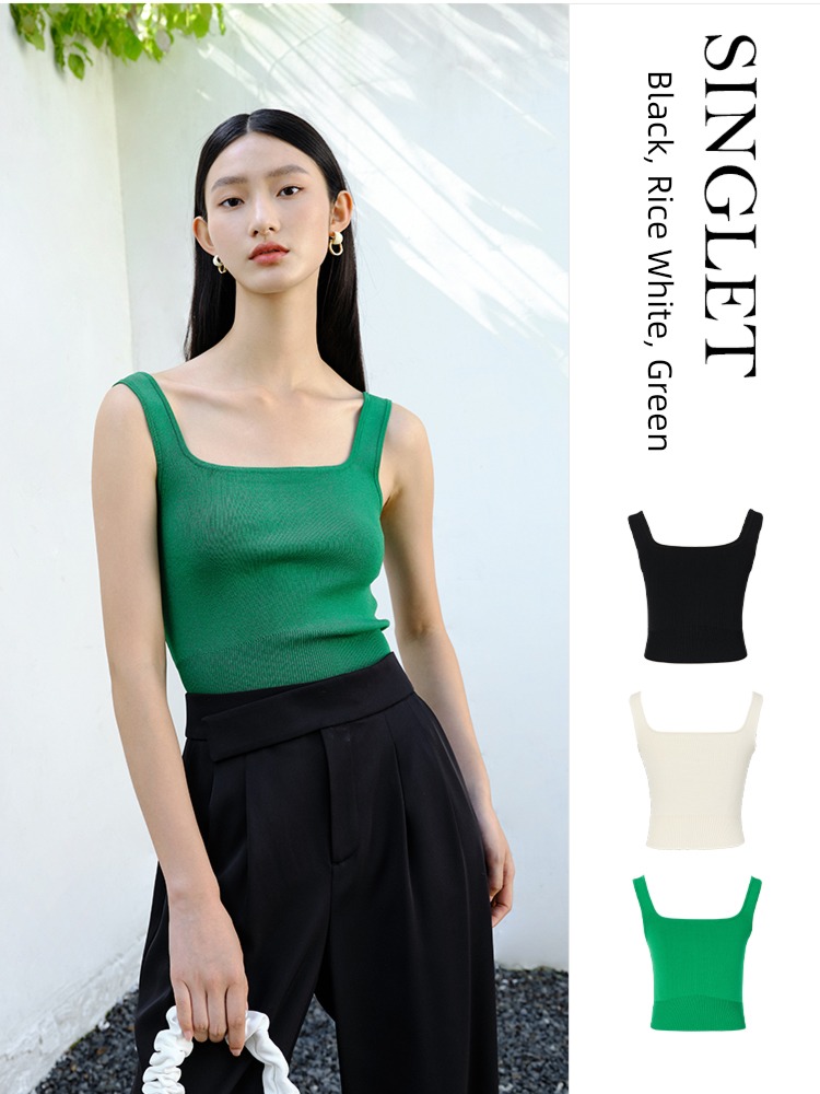 Desennis fashion Rice white square neck camisole vest