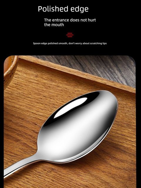 410 stainless steel public spoon thickened long handle spoon dish and meal spoon household large pointed spoon spoon dry rice spoon