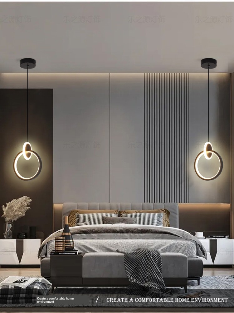 臥室床頭小吊燈北歐時尚輕奢簡約網紅創意餐廳燈具客廳電視背景燈