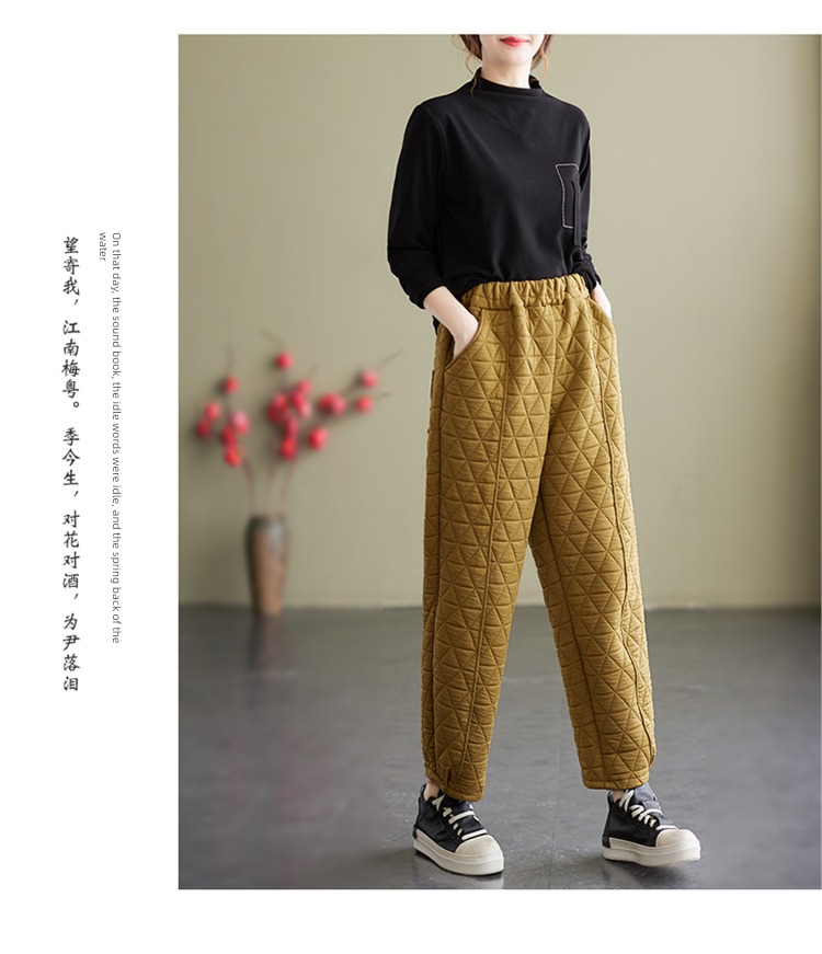 winter easy Show thin thickening cotton-padded trousers
