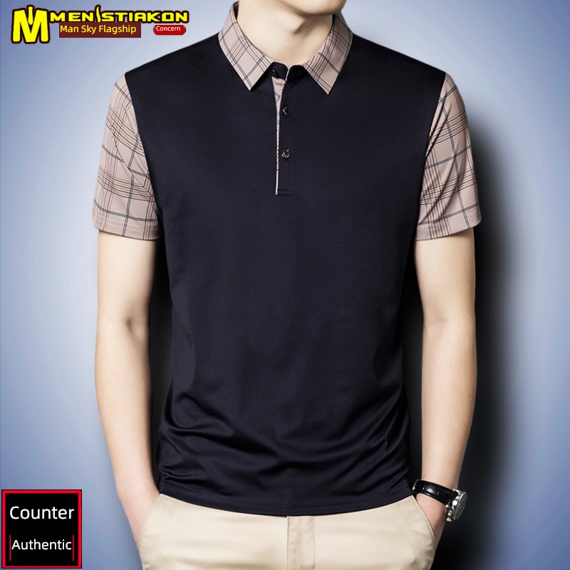 male tide summer Thin money middle age leisure time Short sleeve T-shirt
