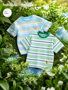 Balabala Kidsren's Clothing Kidsren's Boys and Girls Short-Sleeved T-Shirts Baby Tops Baby Clothes 2026 Summer Wear Pure