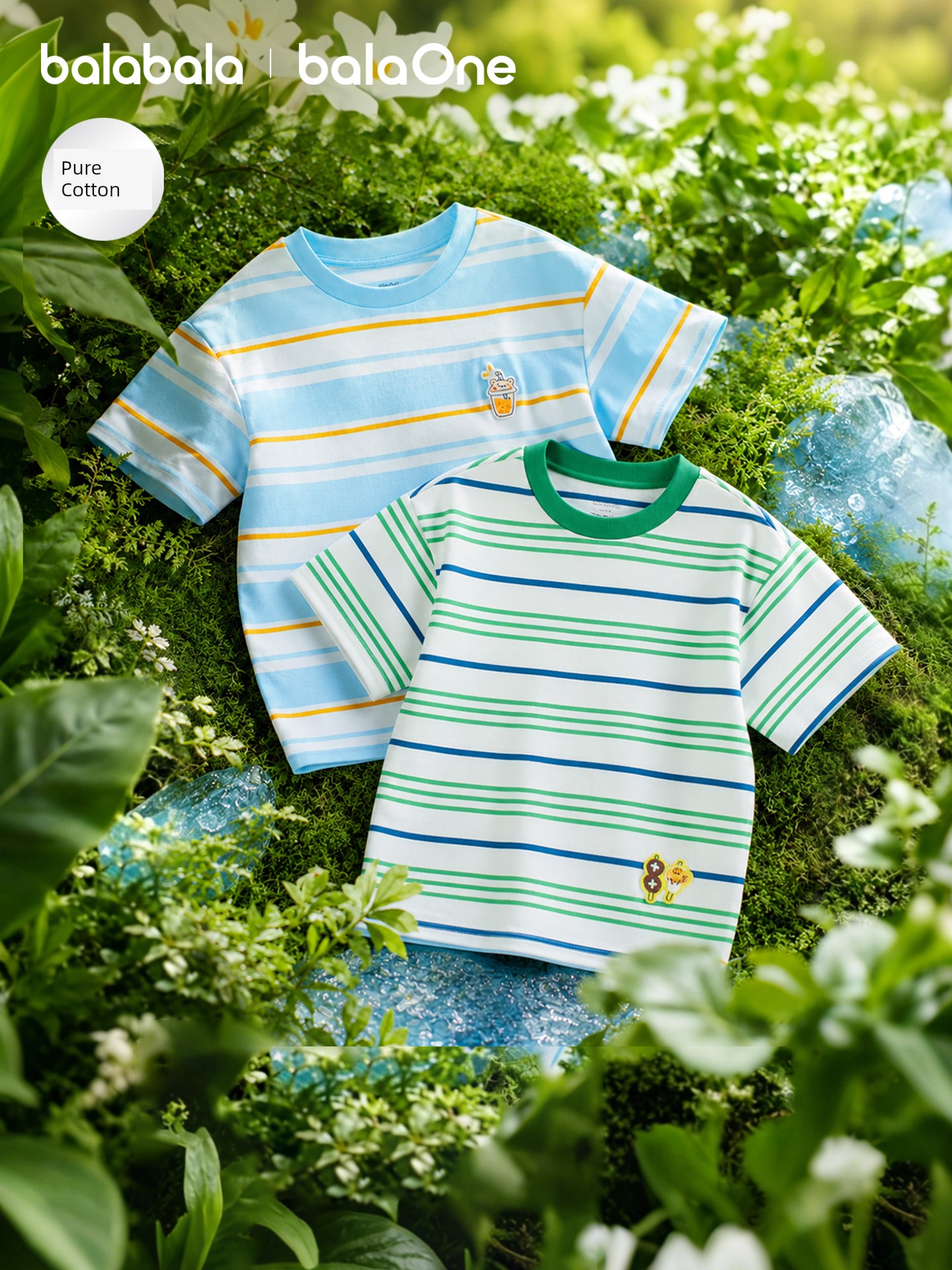 Balabala Kidsren's Clothing Kidsren's Boys and Girls Short-Sleeved T-Shirts Baby Tops Baby Clothes 2026 Summer Wear Pure Cotton