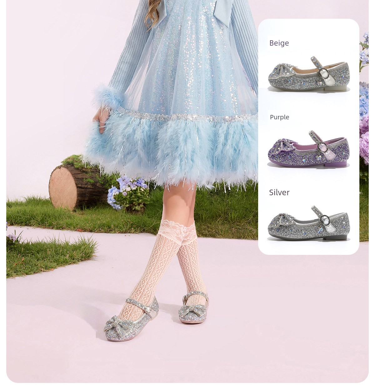 Babudou Genuine Leather Girls' Shoes Princess Crystal Shoes 2026 New Spring and Autumn Children's Soft-Soled Girls' Leather Shoes — 3
