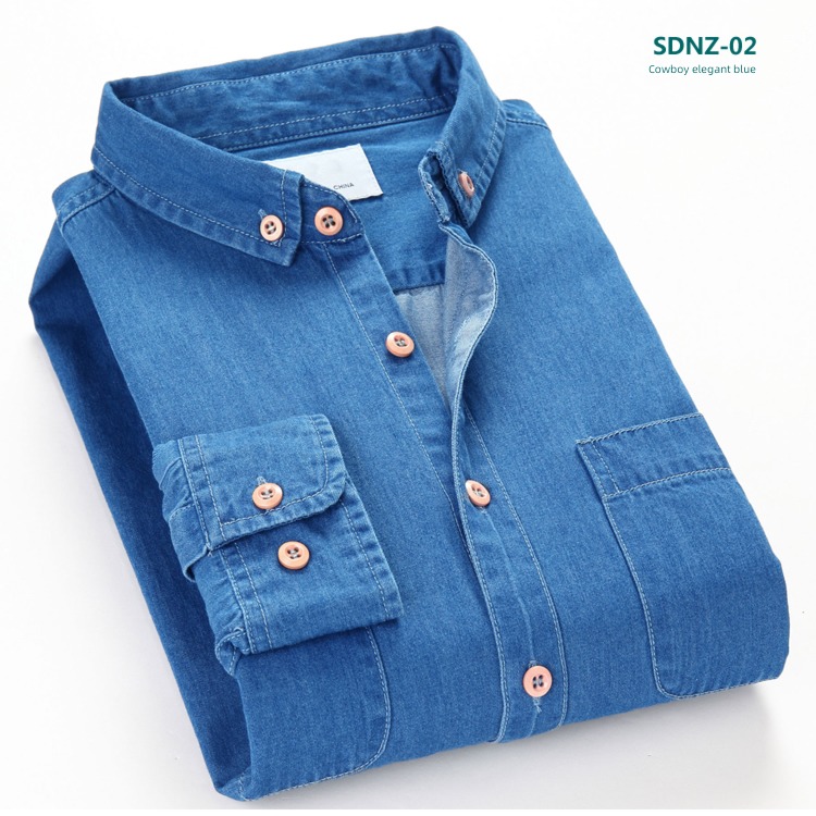 tide spring and autumn The new Small collar Double pockets Long sleeve shirt