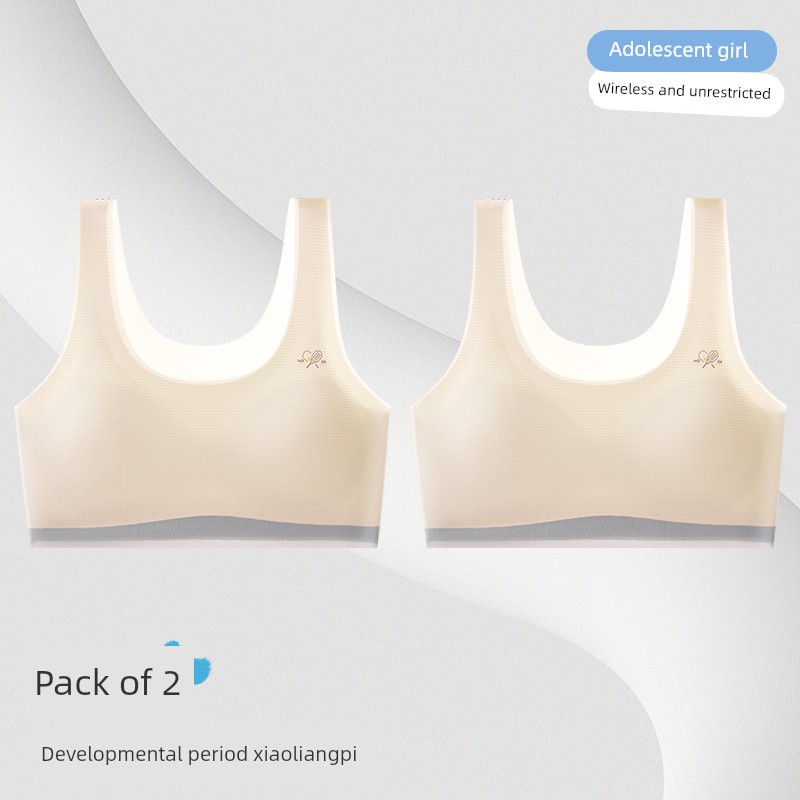 Nanjiren Fixed-Cup Girls' Underwear for Development Period, Student Bras for 8-16 Years Old Adolescent Girls, Breathable Small Vest — 8