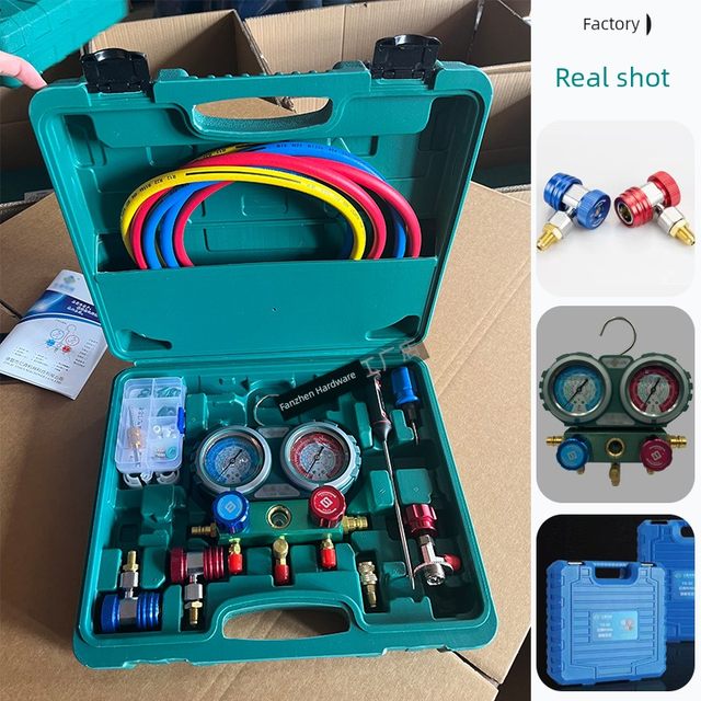 Automobile air conditioner plus fluoride meter R134a refrigerant snow pressure meter Household R22R410 air conditioner dual meter valve tool
