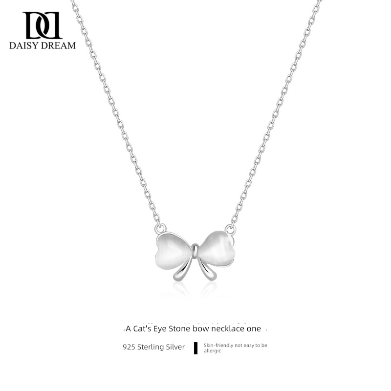 fashion 925 Sterling Silver Necklace female ins Pendant a cat 's-eye