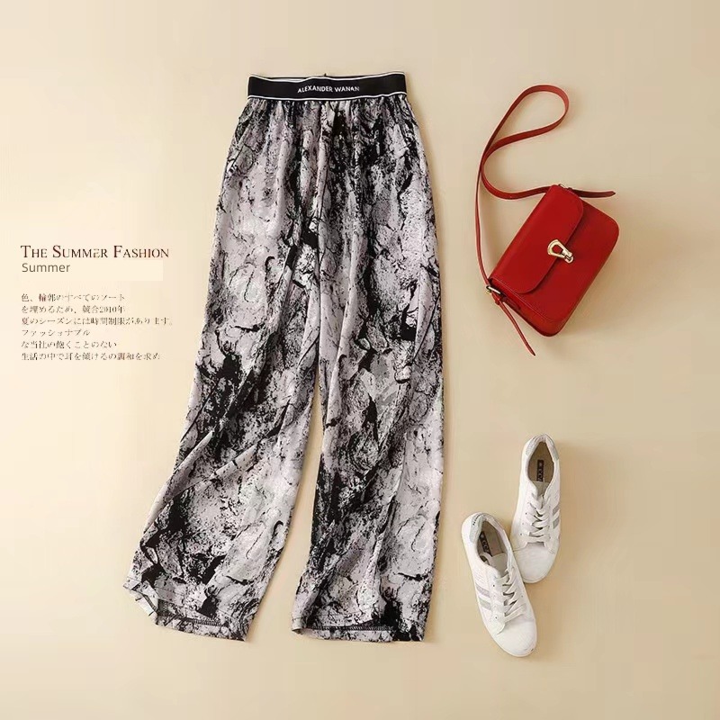 Age reduction leisure time Natural waist Women good quality Wide leg pants
