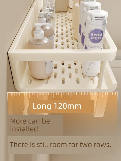 Creamy bathroom rack storage rack bathroom toilet toilet toilet sink wall hanger without punching and anti-dumping storage