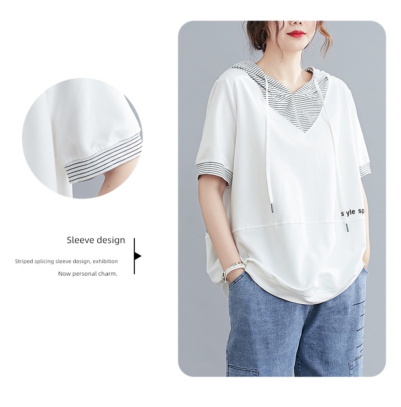 withdraw Last order major suit stripe V-neck printing Short sleeve T-shirt