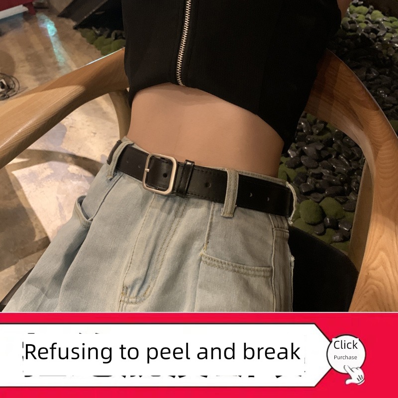 Retro black Jeans ins Fashion ma'am Belt