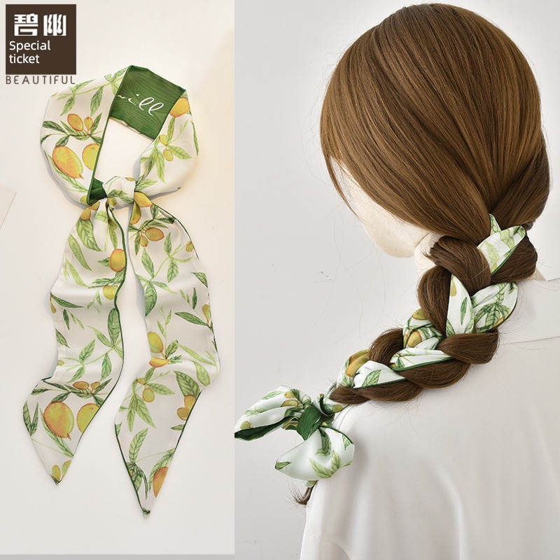 Spring and summer Small strip female Entangle hair Versatile Ribbon Silk scarf
