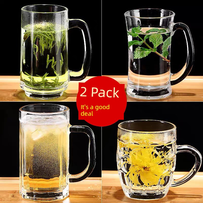 Household Cups Transparent Large Thickened Beer with Handle