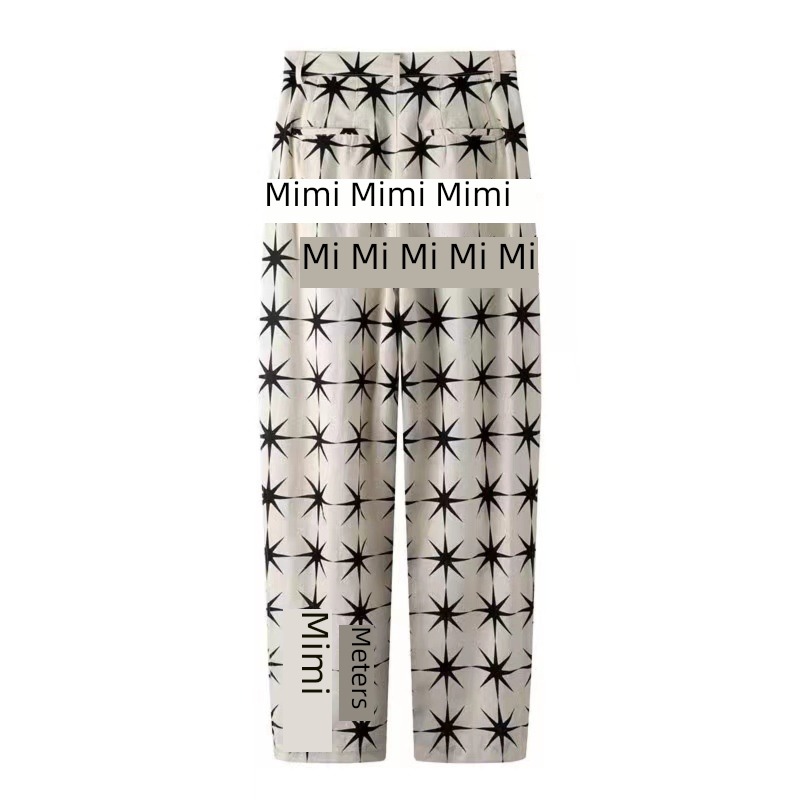 easy Cotton and hemp printing suit Casual pants