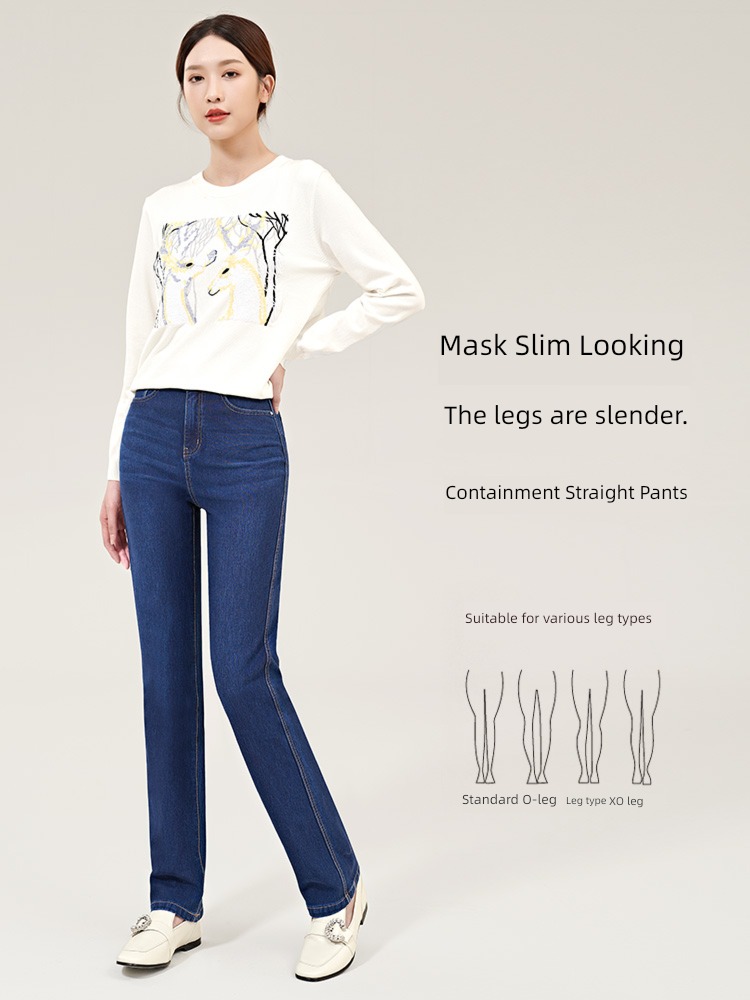 JetTrain  High waist Middle aged and elderly ma'am Big size Straight pants