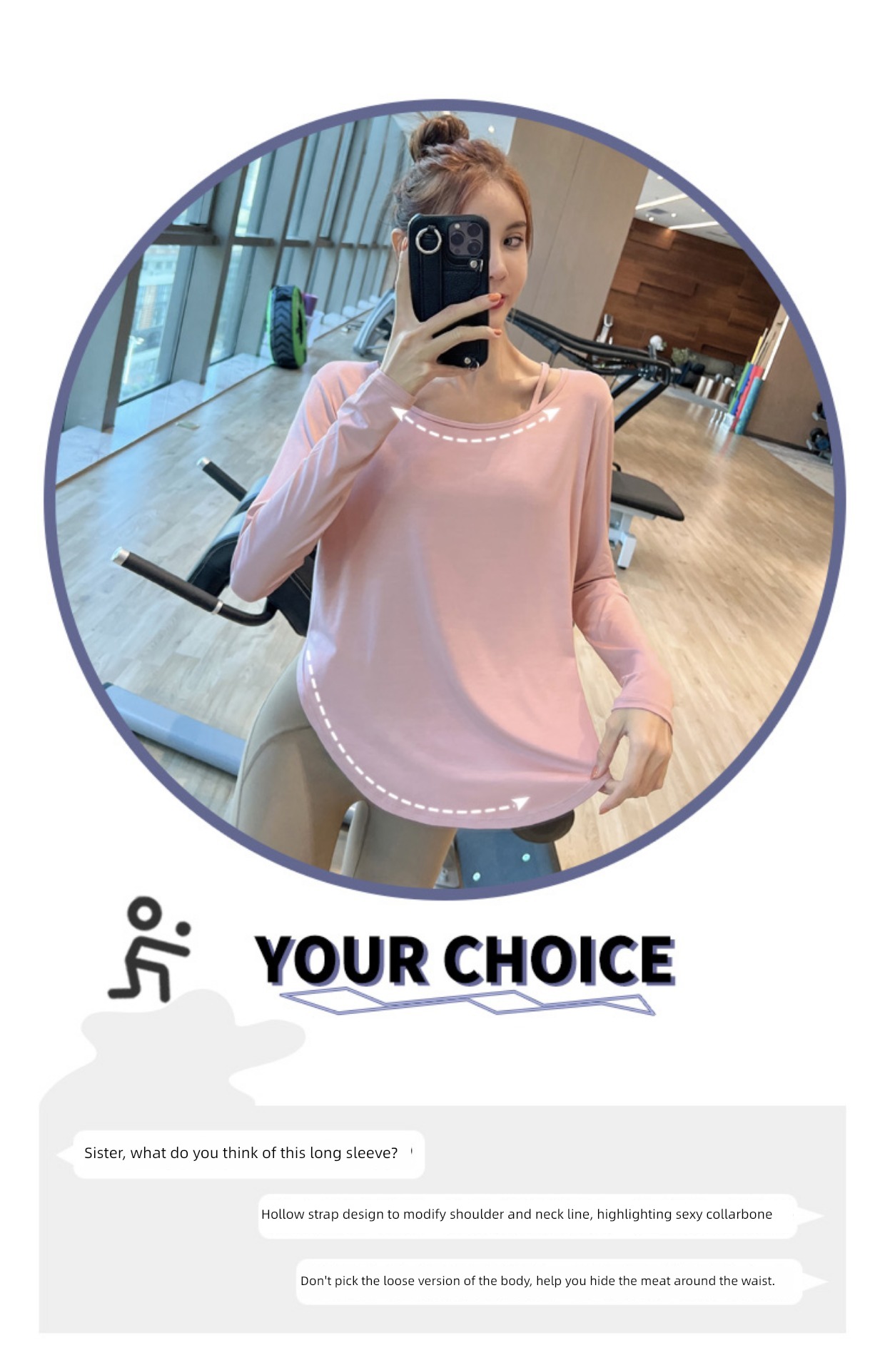 Big size easy Show thin female smock Long sleeve motion jacket