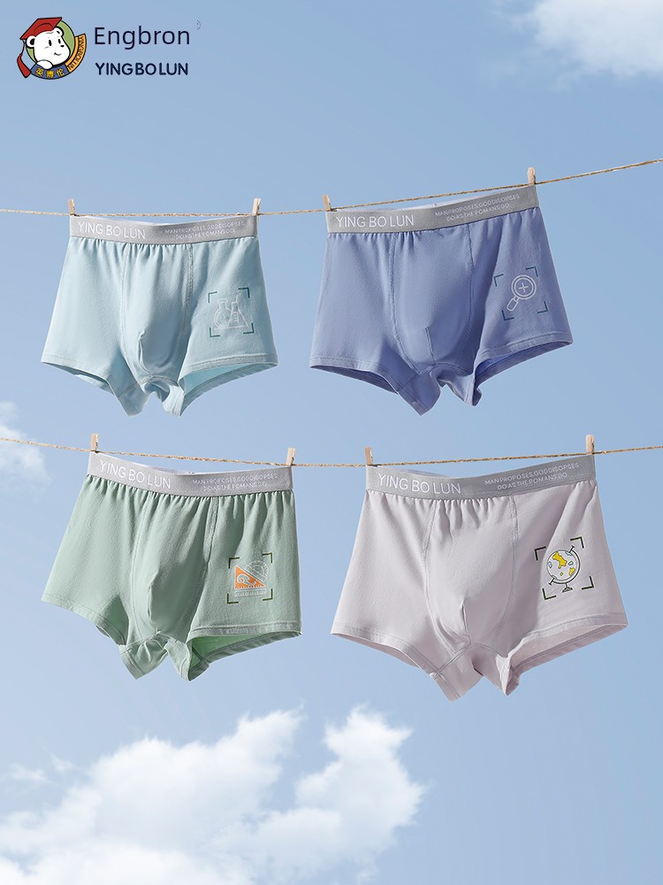 Ying Bo Lun Boys' Underwear Teenagers Pure Cotton Older Boys 12 Birthday Party Students over Boxers Boyshorts Cotton Shorts