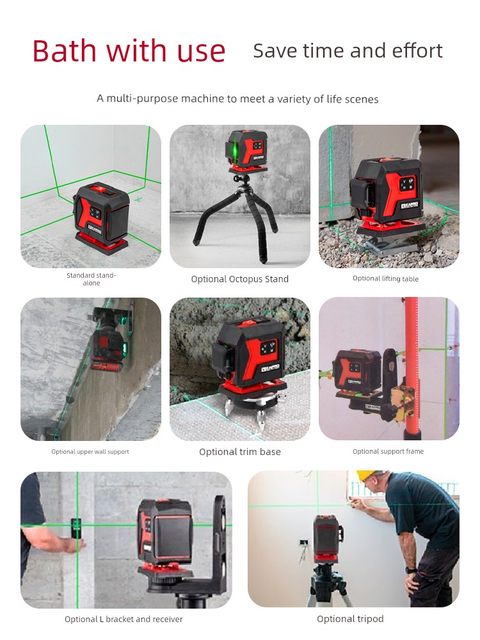 开普路12线激光水平仪KAPRO红外线高精度3D强绿光小型平水仪956G