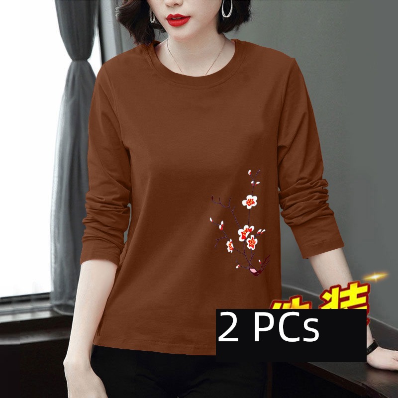 middle age Long sleeve T-shirt Thin money easy Autumn clothes Mother dress