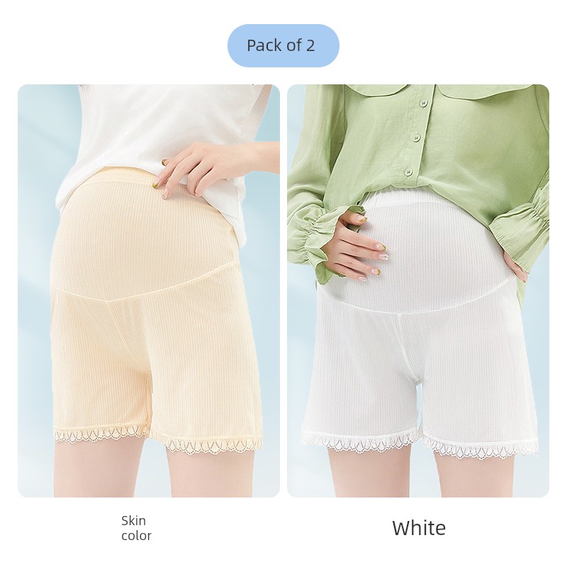 Jq Jingqi Maternity Safety Shorts Summer Thin Anti-Exposure Large Size Ice Silk Underwear Shorts for Pregnant Women Maternity Wear — 7