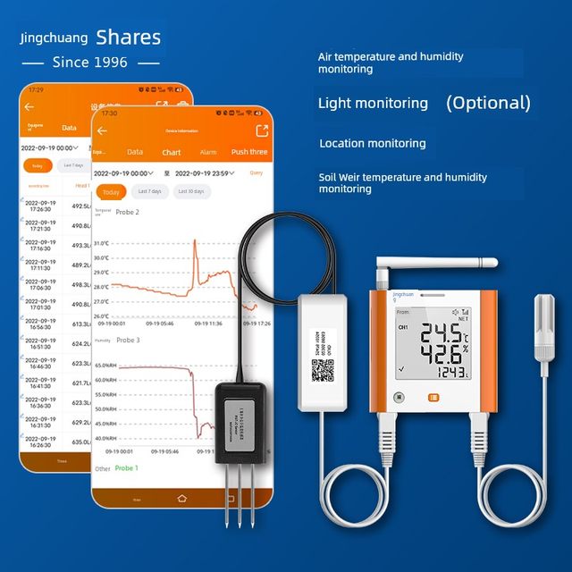 Jingchuang temperature and humidity recorder GSP-8G remote temperature and humidity meter alarm remote monitoring breeding greenhouse special