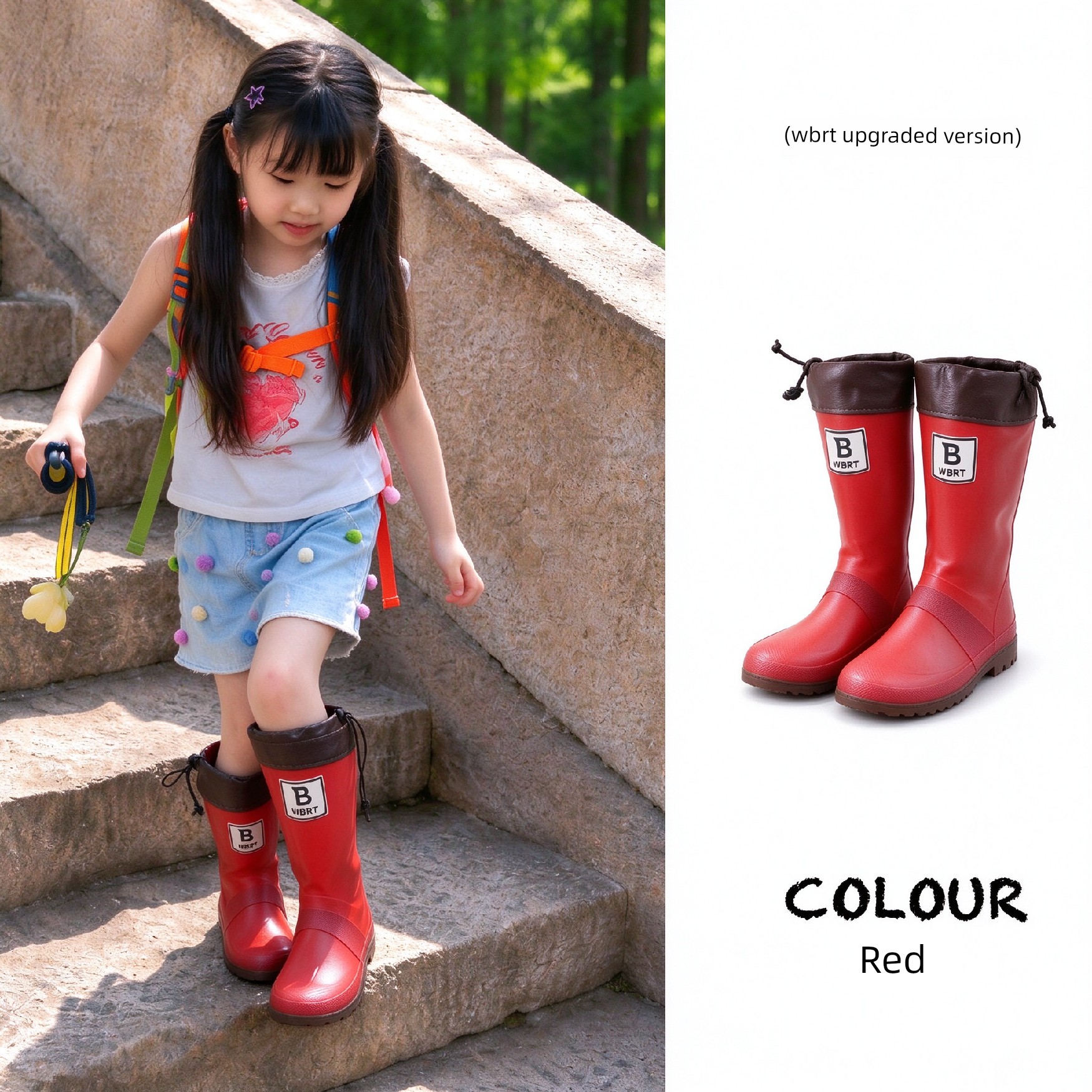 Japanese Style Knee High Rubber Men and Women Same Style Children's Rain Boots — 7