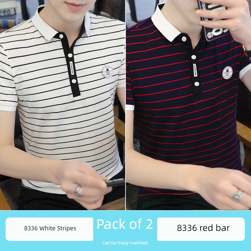Self-cultivation Shirt collar stripe Half sleeve man summer wear