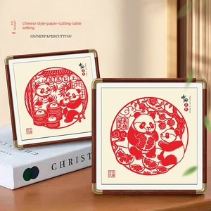 Intangible Cultural Heritage Weixian Paper-Cut Art Works, Panda Decorative Paintings, High-End Ornaments, Window Decorat