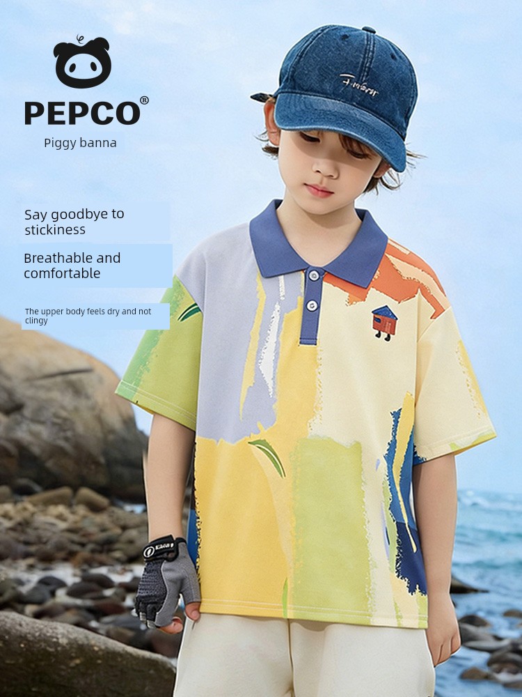 Piggy Banner Kidsren's Polo Shirt Boys' Cool Short-Sleeved T-Shirt 2026 New Style Boys' Lapel Quick-Drying Top W — 3