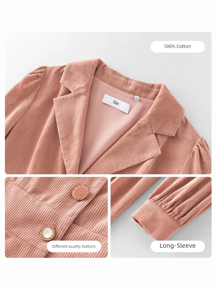 Van schlan corduroy temperament Dress tailored collar