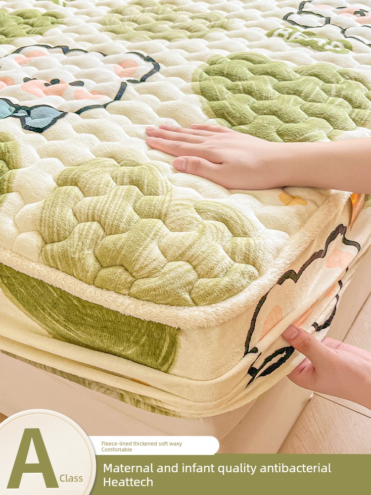 Milk Velvet Fitted Sheet Cover, Winter Fleece Bed Cover, Coral Fleece Mattress Protector, Thickened Bed Sheet Cover, 2025 New Model