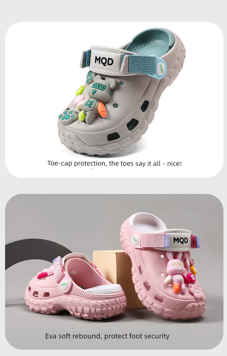 Mqd Kidsren's Clogs Summer New Style Velcro Sandals Boys' Sandals Home Non-Slip Soft-Soled Girls' Slippers — 8
