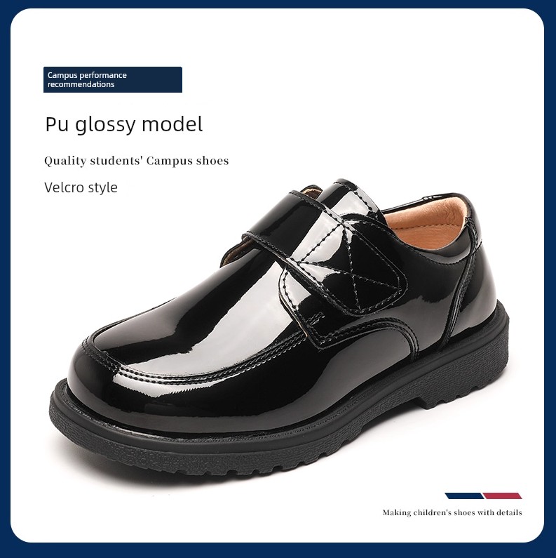Boys' Leather Shoes 2026 Spring and Autumn New Style Black British Performance Shoes Single Shoes Soft Sole Children's Student Performance Shoes — 6