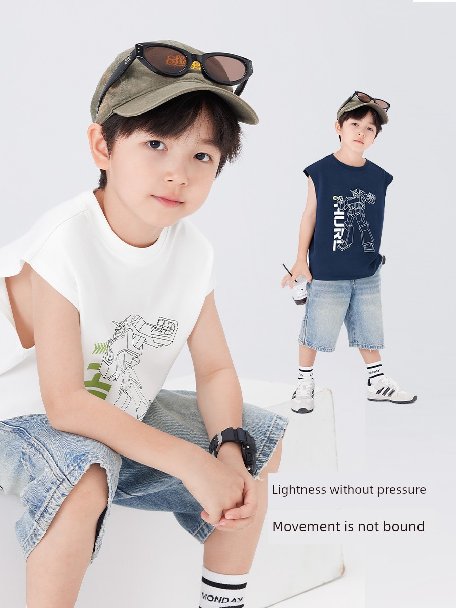 Zuoxi Children's Clothing Boys' Vest Summer Thin Sleeveless T-Shirt 2026 New Model Boys' Cool Outerwear Top — 4