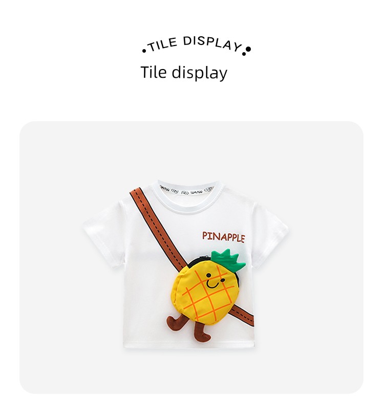 Girl Short Sleeve T-Shirt Pure Cotton Summer Boy Baby Clothes Watermelon Fruit Cute Pocket Kids Tops Children's Clothing — 13
