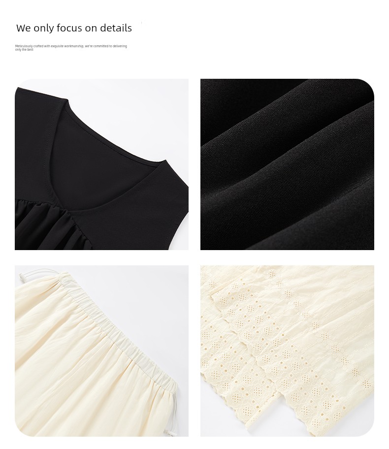Muyuan Lion Maternity Summer Outfit Set: Hepburn-Style High-End V-Neck Sleeveless Top and Wide-Leg Pants Slimming Set — 3