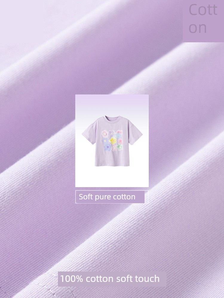 Semir Children's Short-Sleeve T-Shirt 2025 Summer New Style Comfortable Loose Printed Girls' Clothing with a Unique Design — 4