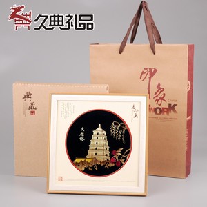 Folk Handmade Wheat Straw Paintings of Xi'An Architectural Landmarks, Tourist Souvenirs, New Chinese-Style Decorative Pa