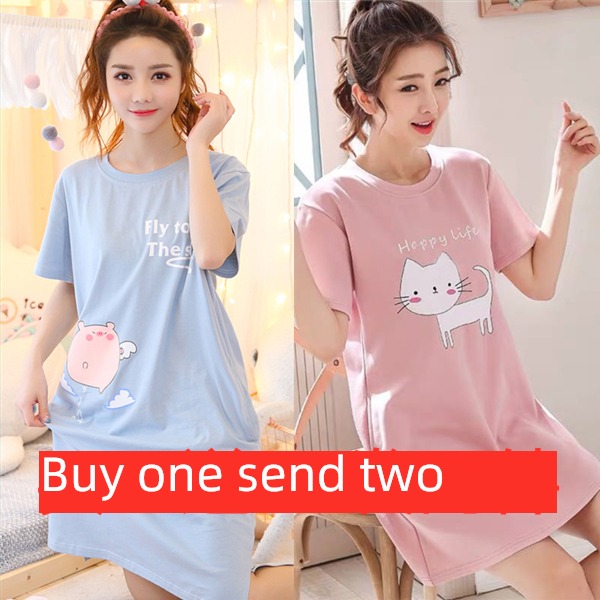 modal  summer pure cotton leisure time Cartoon Short sleeve Nightdress
