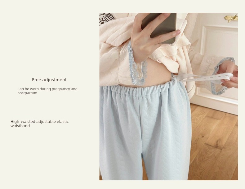 Spring, Autumn, and Winter Maternity Pajamas with Chest Pads, Thickened Air Cotton, No Need to Wear Underwear, Layered Maternity Sleepwear with Hood Set — 4