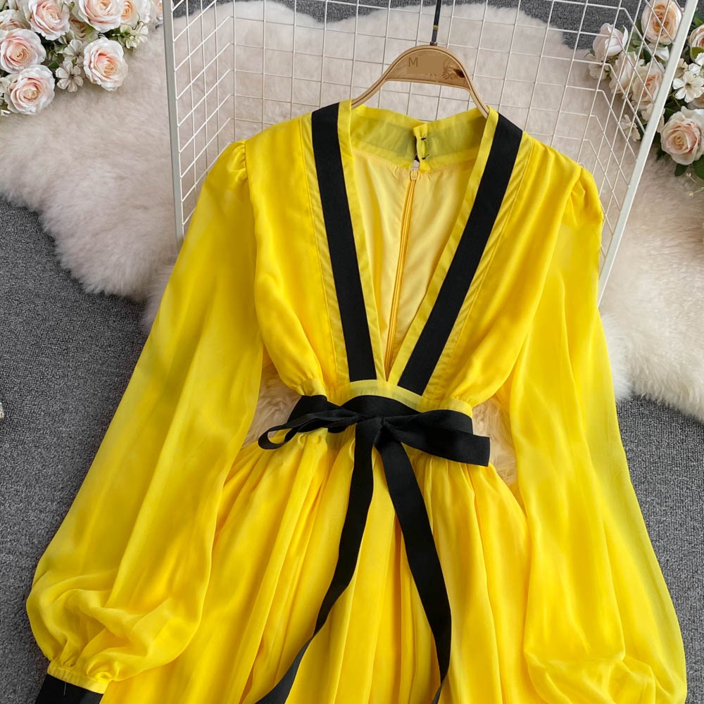 Light luxury Bubbles A word Fork grace Big swing Dress