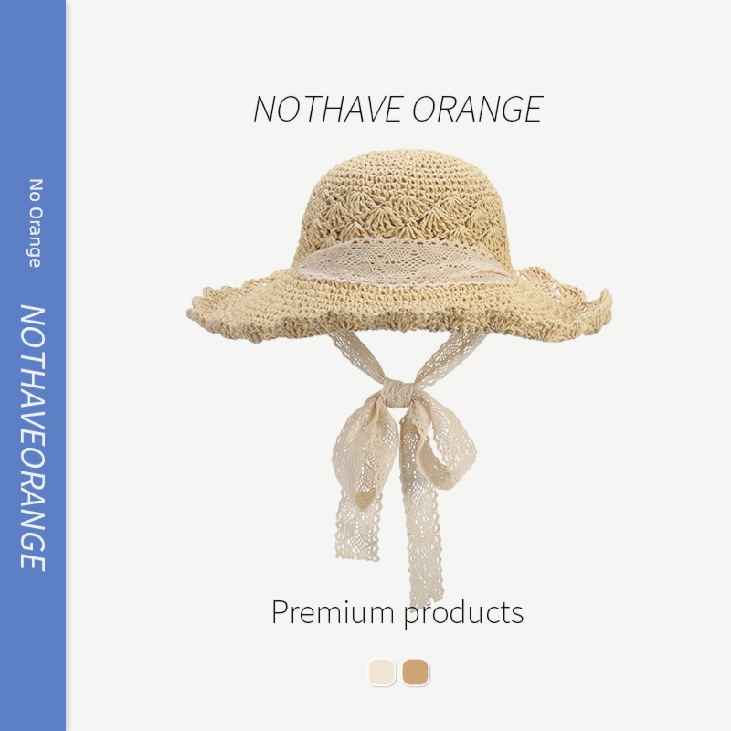female French summer Seaside holiday Foldable Straw hat